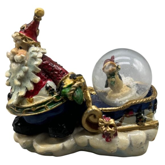 Vintage Christmas Santa Sleigh Snow Globe Figurine 5" Tall Pre-owned READ - Picture 1 of 7